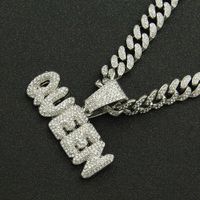 Fashion Stitching Full Diamond Letter Personality Short Clavicle Chain Necklace main image 5