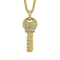 Fashion Full Diamond Key Pendant Necklace Alloy Necklace main image 1