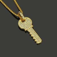 Fashion Full Diamond Key Pendant Necklace Alloy Necklace main image 4