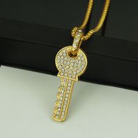 Fashion Full Diamond Key Pendant Necklace Alloy Necklace main image 5