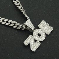 Creative Square Diamond Letter Splicing Cuban Chain Necklace main image 5