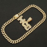 Fashion Creative Stitching Letter Pendant Cuban Chain Alloy Necklace main image 4