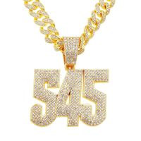 Fashion Stitching Full Diamond Three-dimensional Digital Alloy Necklace main image 2