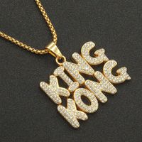 New English Letters Full Rhinestone Stitching Pendant Necklace main image 4