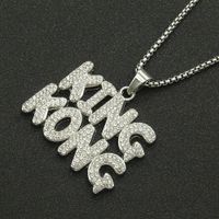 New English Letters Full Rhinestone Stitching Pendant Necklace main image 5