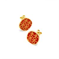 Chinese Style Retro Festive Double Happiness Red Drop Oil Earrings main image 6