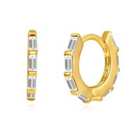 European And American Geometric Simple Octagonal Square Zircon Ear Buckle main image 1