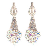 Fashion Colored Diamond Alloy Inlaid Full Diamond Flower Earrings Wedding Banquet Accessories main image 3