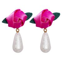 Retro Fashion Simple Rose Water Drop Pearl Earrings main image 1