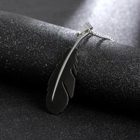 Men's Titanium Steel Black Feather Pendent Necklace 60cm main image 3