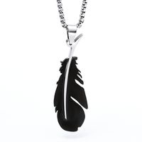 Men's Titanium Steel Black Feather Pendent Necklace 60cm sku image 1
