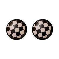 Simple Geometric Black White Contrast Color Checkered Striped Earrings main image 1