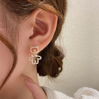 New Hollow Pearl Cute Bear Earrings Ear Jewelry main image 5