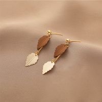 Fashion Maple Leaf Earrings Contrast Color Autumn And Winter Earrings main image 1