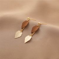 Fashion Maple Leaf Earrings Contrast Color Autumn And Winter Earrings main image 2