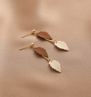 Fashion Maple Leaf Earrings Contrast Color Autumn And Winter Earrings main image 4