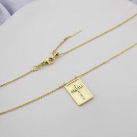 Fashion Tag Cross Pendant Gold Plated Inlaid Zirconium Square Tag Copper Necklace main image 5
