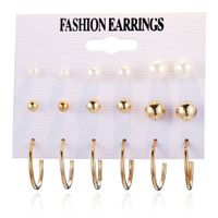 European And American Wholesale Creative Pearl Circle Earring Set 9 Pairs sku image 2