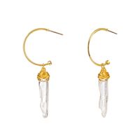 European And American Creative Fashion C-shaped Hand-wound Transparent Natural Stone Earrings sku image 1