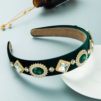 Baroque Super Flash Rhinestone Glass Diamond Pearl Hair Band Simple Hair Accessories sku image 3