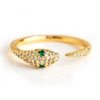 European And American Fashion Copper-plated 18k Gold Micro-inlaid Zircon Snake Ring sku image 1