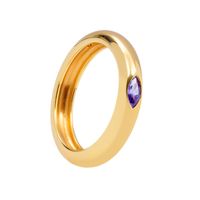 European And American Inlaid Multicolor Zircon 18k Gold-plated Smooth Copper Ring sku image 10