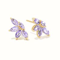 Zircon Flower Earrings Simple Earrings sku image 4