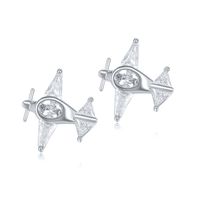 Korean Fashion Small Airplane Earrings Micro-inlaid Zircon Earrings sku image 2