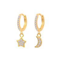 Star Moon Diamond Earrings Ear Hoop Fashion Earrings sku image 1