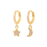 Star Moon Diamond Earrings Ear Hoop Fashion Earrings sku image 8