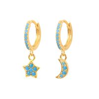 Star Moon Diamond Earrings Ear Hoop Fashion Earrings sku image 9