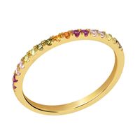 New Color Zircon Ring Bracelet 18k Real Gold Plated Copper Ring Wholesale sku image 1