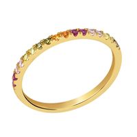 New Color Zircon Ring Bracelet 18k Real Gold Plated Copper Ring Wholesale sku image 2