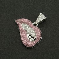 Mode Persönlichkeit Rosa Lippendiamant Anhänger Halskette sku image 2
