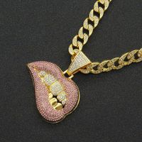 Fashion Personality Pink Lip Diamond Pendant Necklace sku image 7