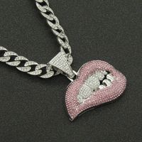 Fashion Personality Pink Lip Diamond Pendant Necklace sku image 8