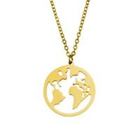 Fashion Geometric Stainless Steel World Map Pendant Glossy Three-dimensional Creative Necklace sku image 2