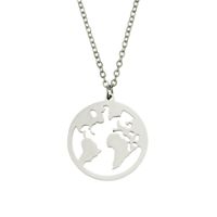 Fashion Geometric Stainless Steel World Map Pendant Glossy Three-dimensional Creative Necklace sku image 1