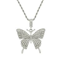 Simple Trendy Full Diamond Butterfly Pendant Necklace sku image 2