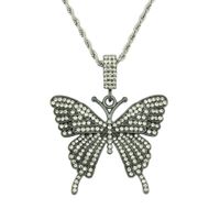 Simple Trendy Full Diamond Butterfly Pendant Necklace sku image 3