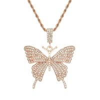 Simple Trendy Full Diamond Butterfly Pendant Necklace sku image 4