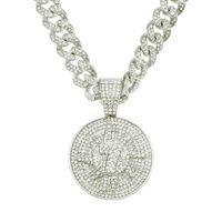 Fashion Three-dimensional Diamond-studded Number 7 Round Pendant Alloy Necklace sku image 4