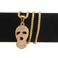 Fashion Diamond Hip Hop Pendant Necklace Men's Gold-plated Skull Hiphop Pendant Necklace sku image 1