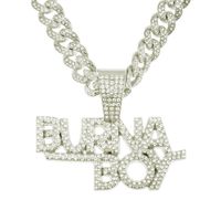 Fashion Full Of Diamond Stitching Letter Pendant Cuban Chain Necklace sku image 4