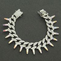 European And American Hip Hop Barbed Colored Diamond Cuban Chain Bracelet sku image 2