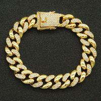 European And American Hip-hop Glossy Diamond Mosaic Personality Cuban Chain Bracelet sku image 1