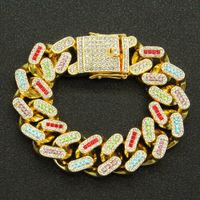 European And American Full Diamond Cuban Chain Bracelet sku image 1