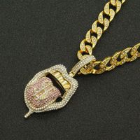 Fashion Full Of Diamond Three-dimensional Dollar Tongue Alloy Necklace sku image 17