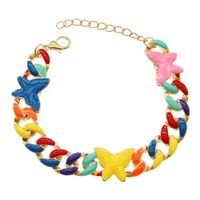 Fashion Hip-hop Color Dripping Oil Butterfly Cuban Chain Necklace sku image 1