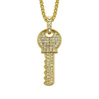 Fashion Full Diamond Key Pendant Necklace Alloy Necklace sku image 1